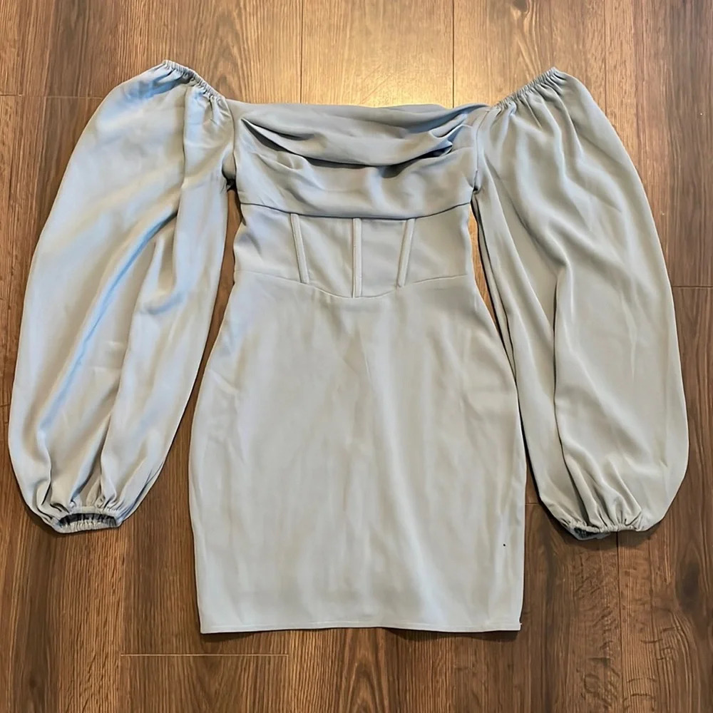 Princess Polly Pale Blue Off-Shoulder Mini Dress